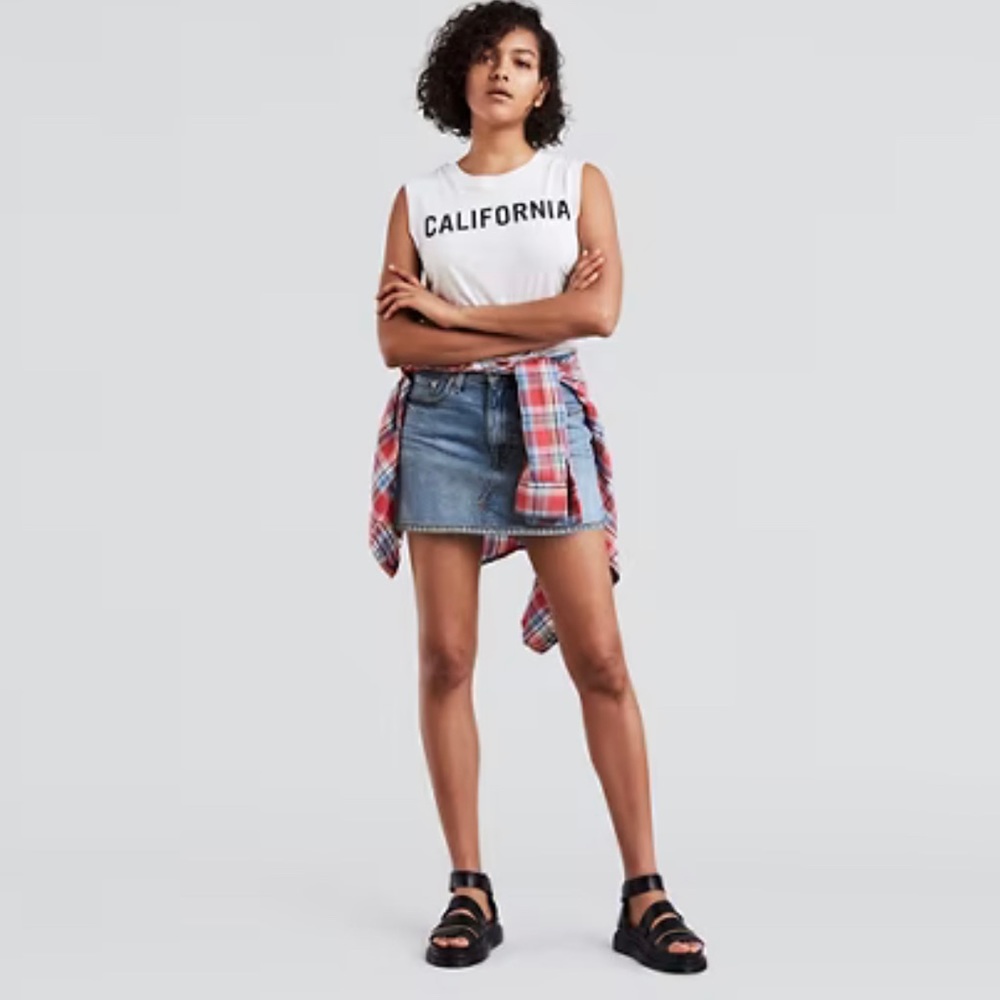 Levi Deconstructed Mini Denim Skirt